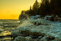 Cave Point Sunset Ice-7072